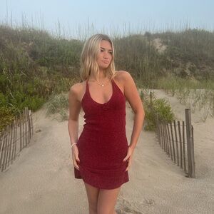 Elegant Red Halter Dress